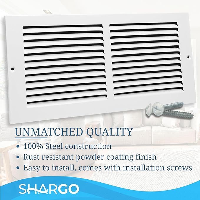 14 x 8 Inch Return Air Vent Cover, Solid Steel HVAC Grille for Wall or Ceiling, White Duct Opening, Durable Return Air Vent Cover, Airflow Ventilation Grille for Home or Office