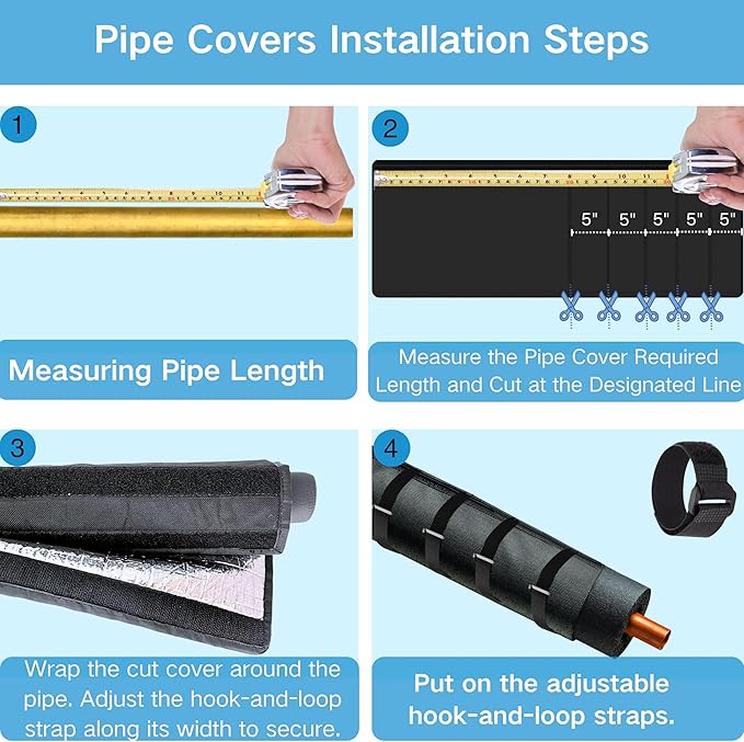 4 Layers HVAC AC Copper Pipe Insulation Cover, 78”x11.8” Oxford AC Pipe Covers, for Outdoor AC Lines, Electrical Cables, Wires, Prevents Freezing, Waterproof ,UV Resistant (Light Gray)