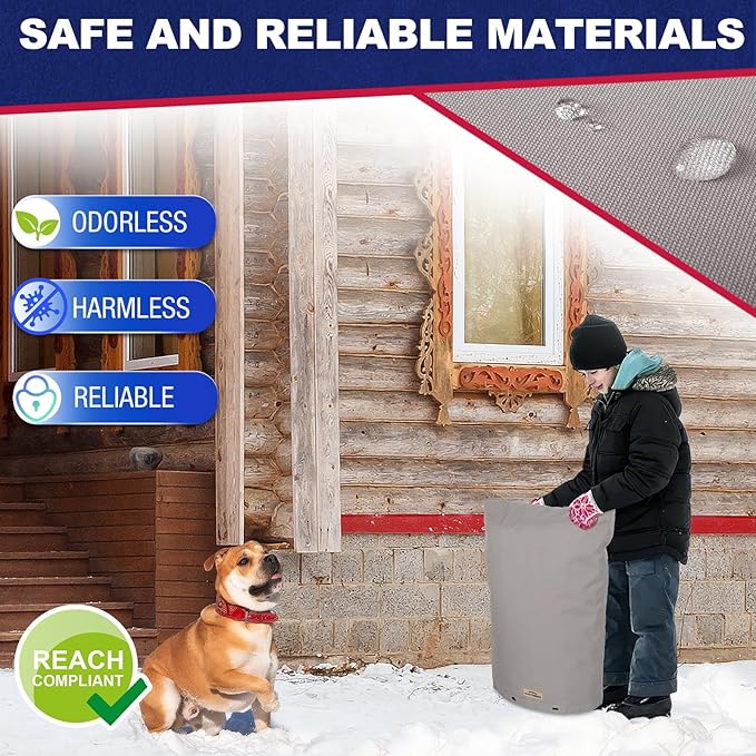 Backflow Preventer Cover Insulated (5˚F) with 7 Layers Fabric - 24" W x 30" H with Aluminum Foil Backflow Cover for Winter Pipe Freeze Protection - Sprinkler Covers for Outside, Grey