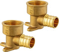 (Pack of 2) EFIELD Pex 3/4 Inch x 3/4 Inch Female NPT Drop-ear Elbow Barb Crimp Brass Fittings, ASTM F1807,(PEX1807169-2PCS)