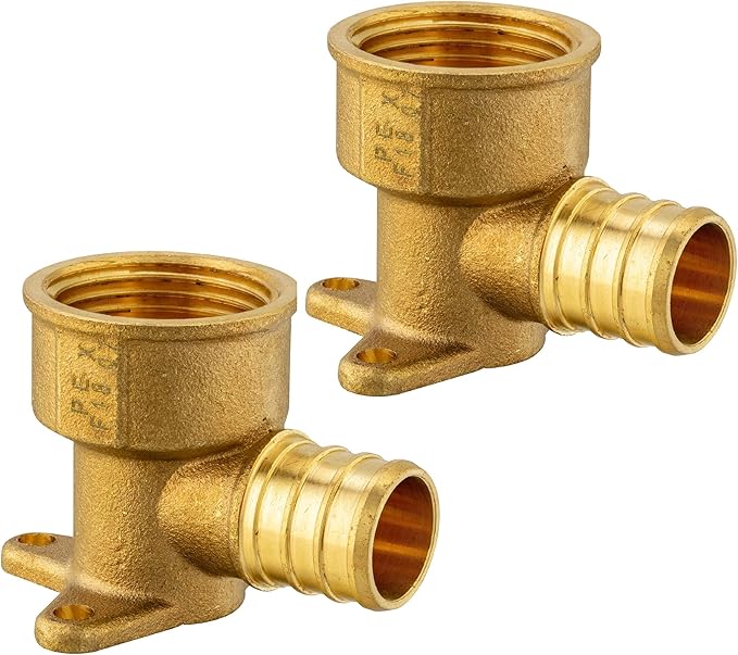 (Pack of 2) EFIELD Pex 3/4 Inch x 3/4 Inch Female NPT Drop-ear Elbow Barb Crimp Brass Fittings, ASTM F1807,(PEX1807169-2PCS)