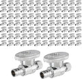 (Pack of 100) EFIELD 1/4 Turn Straight Stop Valve 3/8" OD Compression X 1/2" Crimp Barb Pex Chrome Plated Brass,(VALVE085-100PCS)