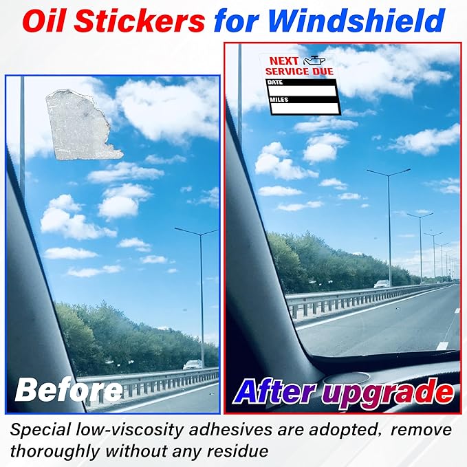 450 PCS Oil Change Stickers for Windshield, 2 Rolls Custom Oil Change Sticker, 2 X 2 Inches Next Service Due Sticker Labels, Removable Vinyl Stickers for Cars Windows Windshield