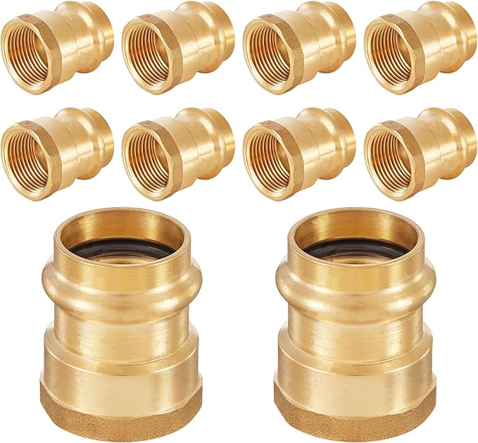 10-Pack HeSun Copper Press Fitting Adapter,3/4" Press X 3/4" Female NPT Adapter, LF Brass(PEX1807356)