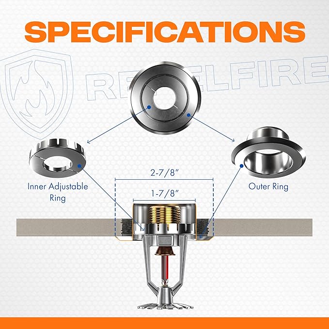 Retrofit Recessed Fire Sprinkler Escutcheon 3/4 in. IPS - Split 3 Piece in Chrome Plated - Depth Adjustment Range up to 3/4 in. for Fire Sprinkler Trim