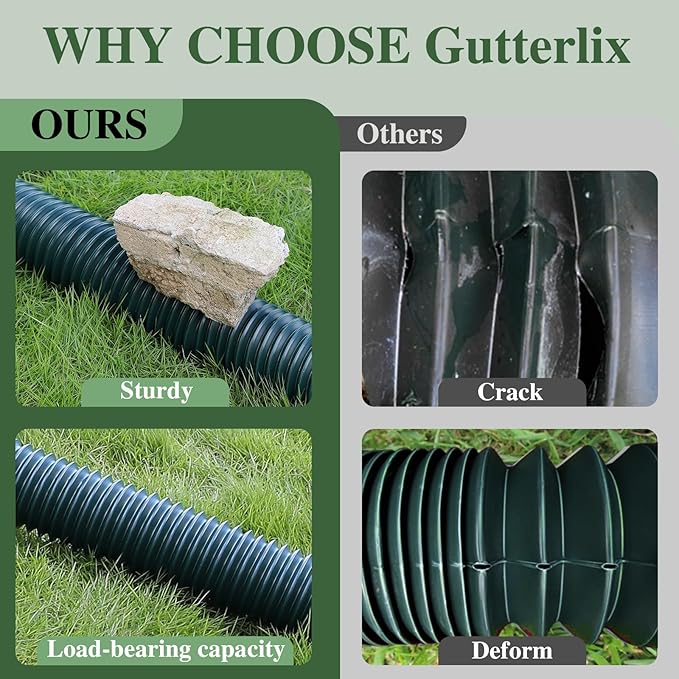 4 Pack Flexible Gutter Downspout Extensions Extendable from 21" to 67", Downspout Extender Comes with Adapters, Thickened Down spout Drain Extension for Rainwater Drainage(Green)