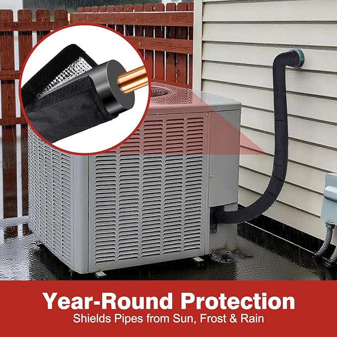 3 Layer Hvac Copper Pipe Insulation Cover Ac Line Insulation Wrap Outdoor Central Ac Line Covers For Outside 72 in x 10.2 in Oxford Protective Sleeves For Air Conditioner Condenser Mini Split