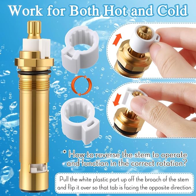 Dreyoo Ceramic Cartridge Compatible with 9103050, Roman tub Reversible Cartridge Compatible with Price/Pfister, Shower Valve Faucet Stem, Work for Both Hot and Cold