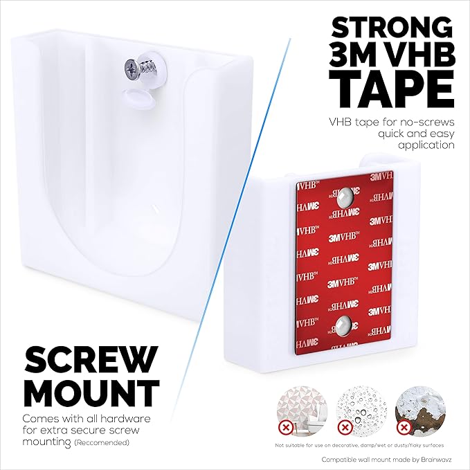 Wall Mount for Google Nest Battery Security Camera Holder - Adhesive & Screw-in, No Hassle Installation, Easy Slot-in Design (White) by Brainwavz