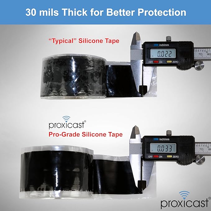 Proxicast Pro-Grade Extra Strong 30mil Weatherproof Self-Fusing Silicone Rubber Sealing Tape For Outdoor Antenna Coax & Electrical Cables, Hose/Pipe Leaks & Emergency Repairs (1.5" x 15' roll) - Clear