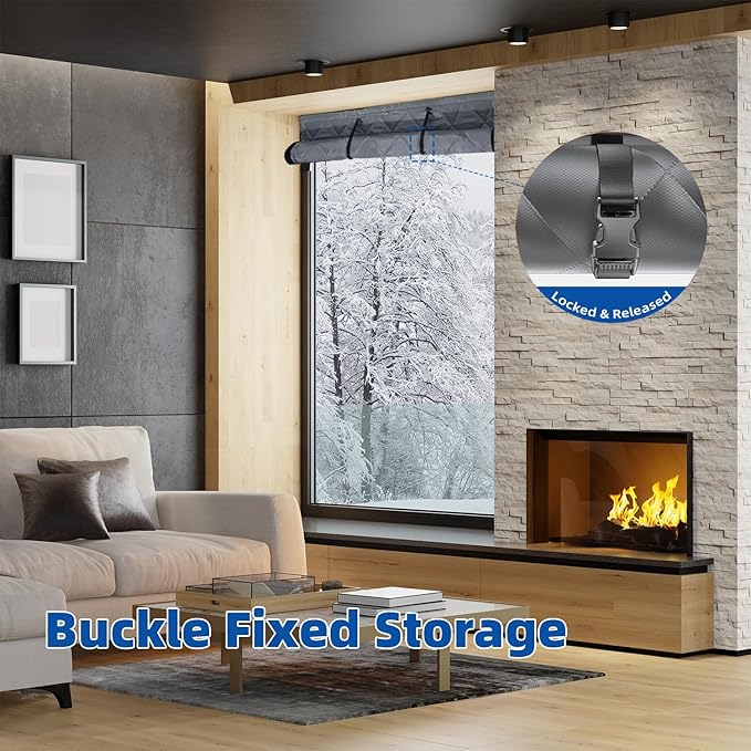 Thermal Window Cover for Winter, 63"x 47" Window Insulation Kit, Oxford Cloth Cotton Layer Insulated Window Cover to Keep Cold Out for Living Room skylights RVs - Gray
