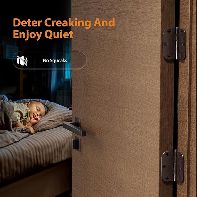 Door Hinges Oil Rubbed Bronze - 18 Pack Bronze Door Hinges 3.5 Inch Rounded Interior Door Hinge with 5/8" Radius - 3 1/2 Inch Door Hinge for Residential Standard Indoor Exterior Doors
