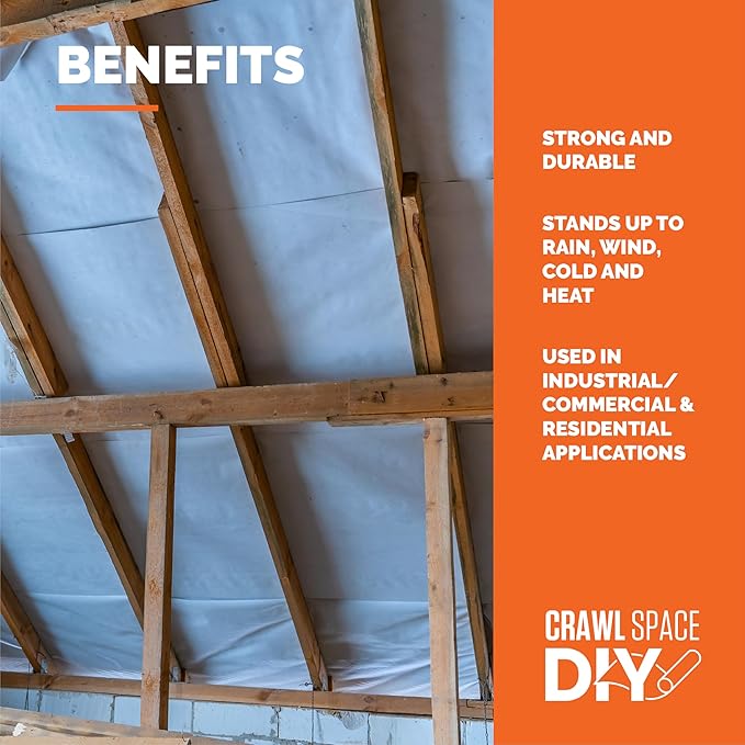 Whitecap - Woven Crawl Space Vapor Barrier - 12 Mil (4' x 200'), Thick Woven sheeting, Drop Cloth Moisture Barrier Covering for Crawl Space Encapsulation, Heavy Duty Polyethylene, White