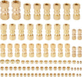 90PCS Brass Tube Pipe Fittings Kit, Nylon Tubing Fittings Assortment 1/8" 3/16" 1/4" 3/8" 1/2" OD Compression Union Straight Connector & Sleeves Ferrules for Truck Airlines and Industrials