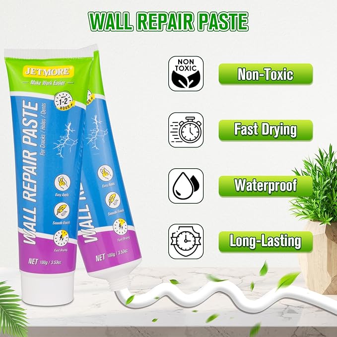 12 Pcs Drywall Repair Kit, Spackle Wall Repair, Wall Hole Filler, Wall Putty Hole Repair, Wall Mending Agent Quick and Easy Solution, Plaster Wall Repair, Spackle for Drywall