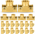 20-PCs HeSun Brass Pipe Fitting, 1/2" x 1/2" x 1/2" NPT Female Thread Tee