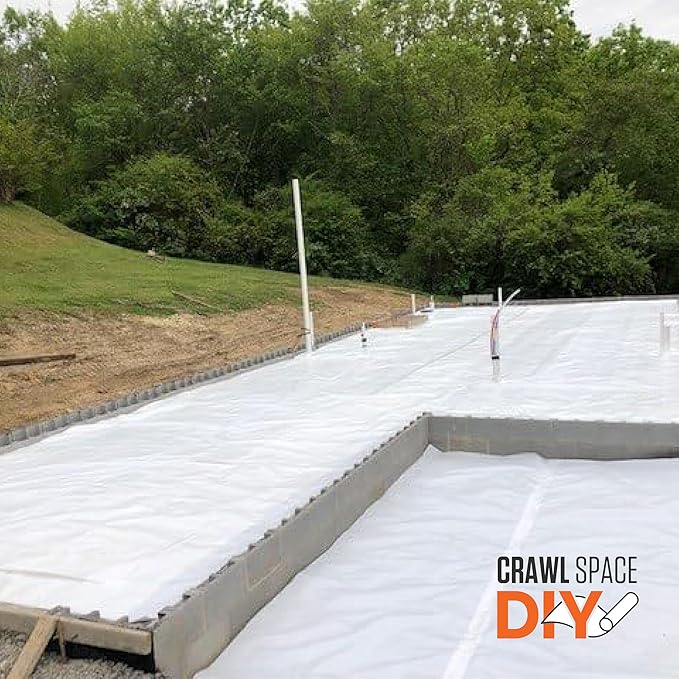 Whitecap - Woven Crawl Space Vapor Barrier - 12 Mil (4' x 200'), Thick Woven sheeting, Drop Cloth Moisture Barrier Covering for Crawl Space Encapsulation, Heavy Duty Polyethylene, White