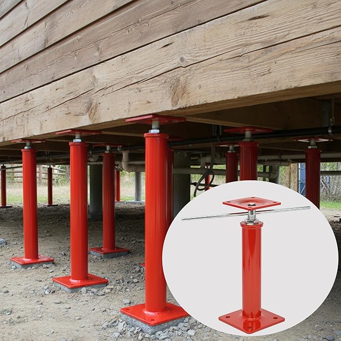 Heavy Duty Adjustable Screw Jacks for Crawl Space Leveling, 10"-18" Height Range, 10000 lbs Load Capacity (4 Packs), Steel Joist Beam Support Jacks for Basement, Cellar & Floor Stabilization