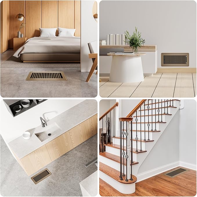 Floor Register 6x14, 6 Pack Floor Vent Covers for Home Floor Heavy Duty Steel Walkable Floor Vents Air Vent Covers 14x6 for Sidewall and Floor