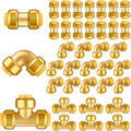 35 Pieces 1/2 Inch Push to Connect Brass Plumbing Fittings Include 14 Straight Coupling 14 Pcs 90 Degree Elbow Plumbing Connectors and 7 Tee Push Fit Fitting Bulk for Copper PEX CPVC Pipe Connect