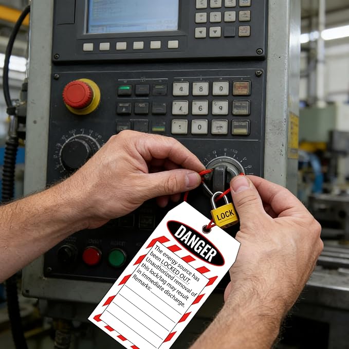 Pop Resin 50 Pcs Lockout Tagout Tags Do not Operate Equipment Labels with 50 Zip Ties OSHA Compliant for Out of Service Machine Maintenance (English)