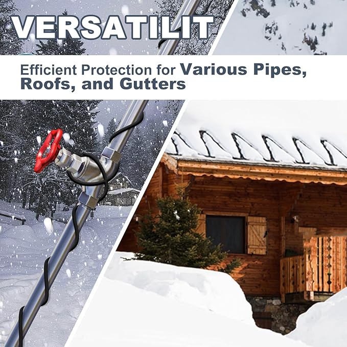 HEATIT 8JHSF1 Self Regulating Pre-Assembled Heating Cable with Spacer and Clips, Heat Tape for Roof Deicing and Pipe Freeze Protection,120V 8W/ft, 24FT