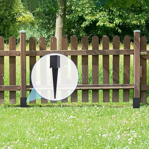 3 Pcs 4"x4" Fence Post Anchor Ground Spike 22"(Actual 3.6"x3.6") Heavy Duty Metal Fence Post Anchor with Black Powder-Coated for Deck,Fence,Porch,Railing,Mailbox