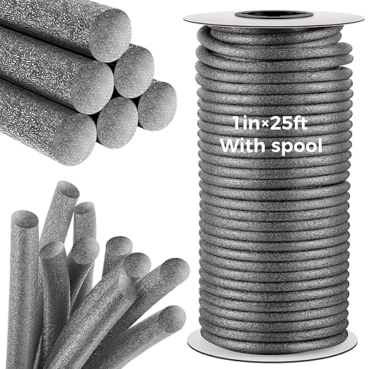 1 Inch x 25 ft Foam Backer Rod for Gaps Joints Concrete Crack Filler Caulk Saver Bulk Foam Backing Rod Concrete Filler Rope for Weather Stripping Door Seal(Gray)