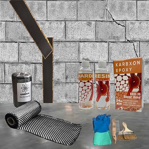 10 ft. Carbon Fiber Basement Wall & Foundation Crack Repair kit High Strength - Easy DIY Repair