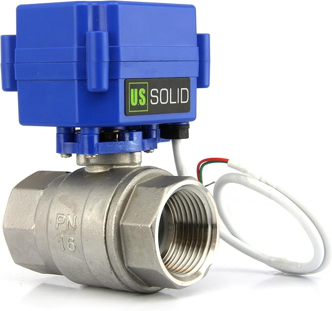 U.S. Solid Motorized Ball Valve- 1" Stainless Steel Ball Valve with Full Port, 9-24V AC/DC and 2 Wire Auto Return Setup