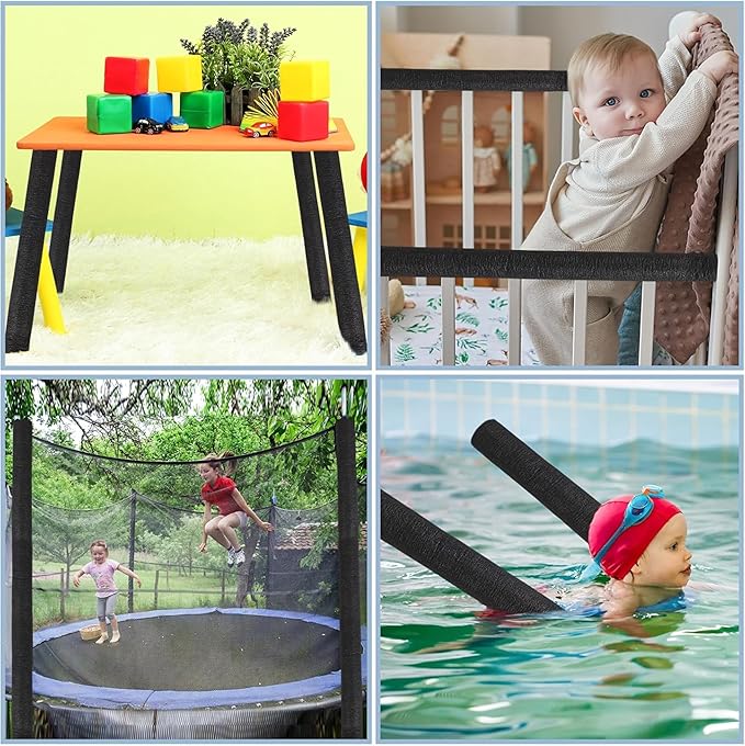Amylove 12 Pcs 3.3 Feet Foam Pipe Insulation Foam Tube Insulating Water Pipe Pool Swim Noodles Pre Slit Heat Preservation Pipes Covers for Tubing Outdoor Winter Freeze Protection(Black, 1/2 Inch)