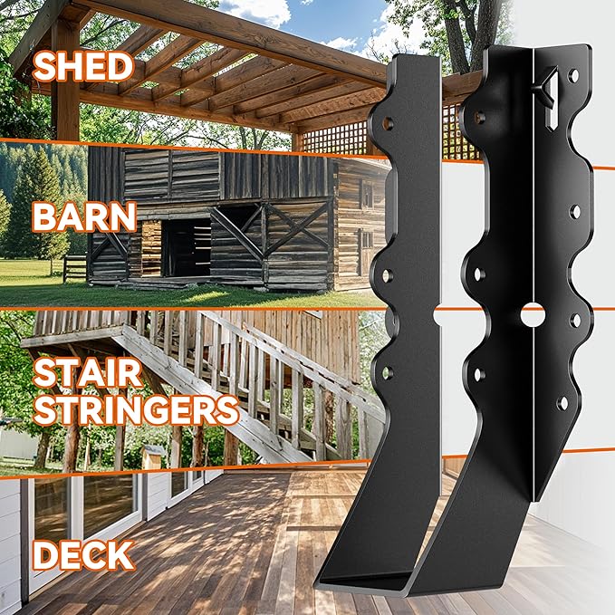 25 Pcs Black Joist Hangers 2x8, Rafter Brackets , Hurricane Straps for 2x8 Face Mount Joist Hangers 2X8 for Shed/Barn/Coop/Porch/Truss/Decks, Structurally Sound and Aesthetically Pleasing