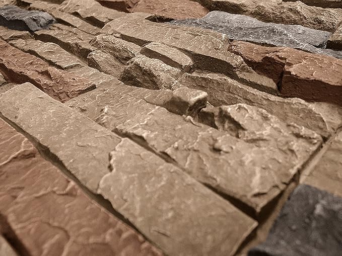 GenStone Faux Stacked Stone Panel 41" x 11.25" in Desert Sunrise Color for Do It Yourself Friendly Home Improvement Projects