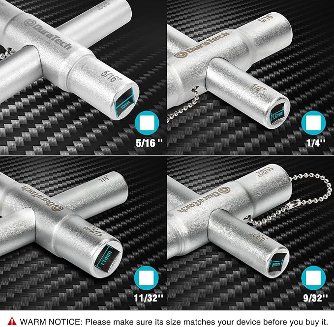 DURATECH 3-in-1 Plumber wrench & 4 Way Sillcock Key, 2-Pack, for Valve, Faucet nuts, and Spigots