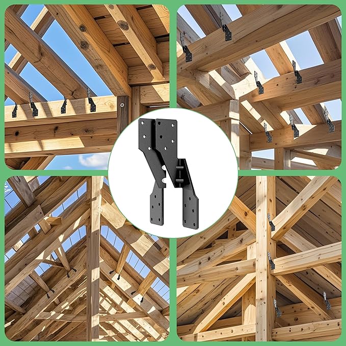 Black Hurricane Ties for Rafters,Hurricane Clips,Hurricane Brackets,Hurricane Straps for Shed,Rafter Hangers,Truss Brackets,Rafter Bracket(Left 25 pcs)