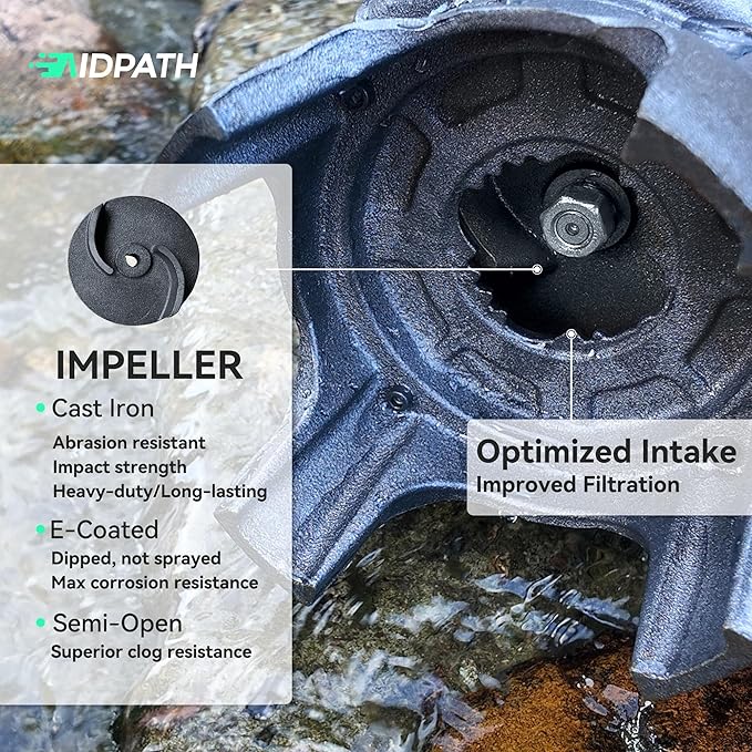 8807 GPH, 1 HP Sewage Sump Pump Submersible, Auto Float Switch, 115V, 2" NPT Discharge for Basement, Trash, Sludge, Septic Tank, Sewer, SS Pump Casing, E-Coated Semi-Open Cast Iron Impeller
