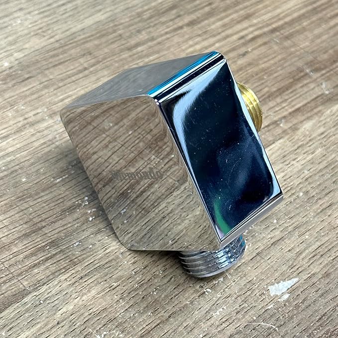 Brass Wall Supply Elbow, Nicmondo G 1/2” Square Shower Hose Connector, Drop Ell Wall-mounted Union Water Outlet for Handheld Shower Handshower, Chrome