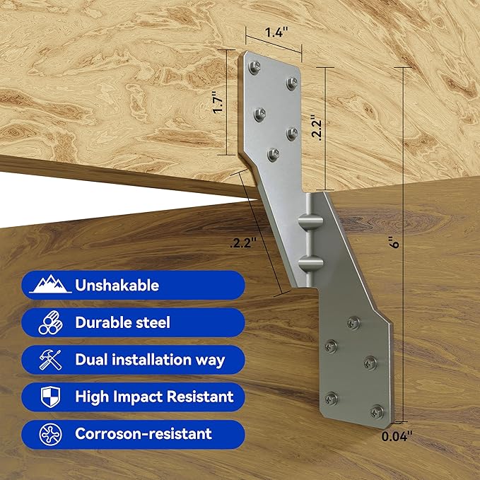 25 Pack Hurricane Ties for Rafters,Hurricane Straps Brackets with Strong Galvanized Powder-Coated,Trusses/Rafters Tie,Hurricane Clips for Rafter,Rafter Hangers