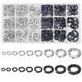 Lock Washer kit for Screws and Bolts, (#4#6#8#10#12 1/4 5/16 3/8 1/2 Stainless Steel 304 and Black) Split Lock Washer Set, Suitable for Factory Maintenance, Kitchen, Store and Outdoor