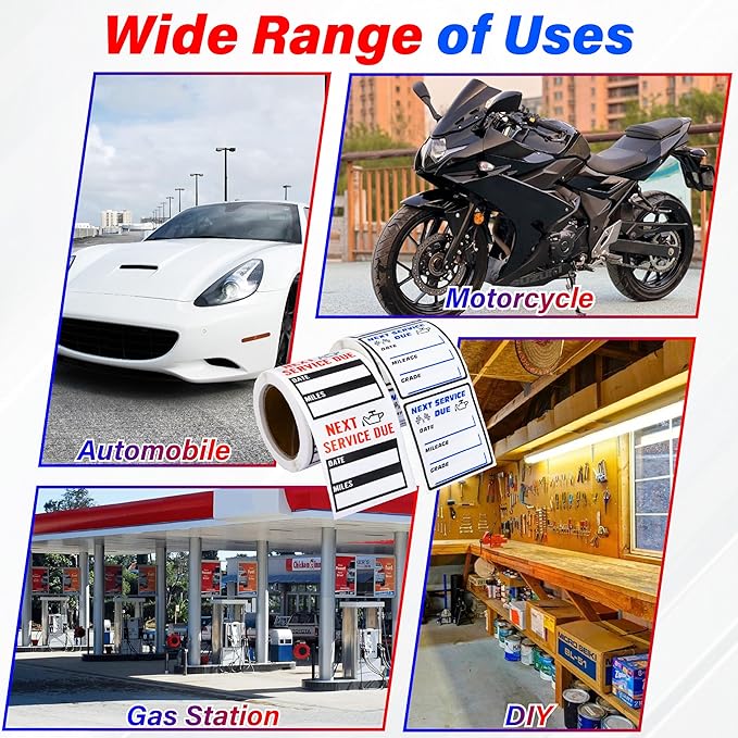 450 PCS Oil Change Stickers for Windshield, 2 Rolls Custom Oil Change Sticker, 2 X 2 Inches Next Service Due Sticker Labels, Removable Vinyl Stickers for Cars Windows Windshield