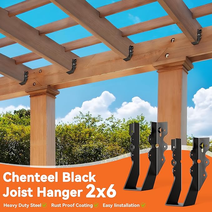 50 Pcs Black 2x6 Joist Hanger,LU26 18 Gauge Double Shear Face Mount Joist Hanger,Hurricane Ties for Rafters Tie Brackets Great for Floor Deck and Ceiling Joists