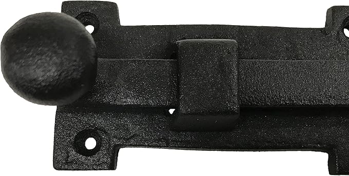 Antique style 8" Black Wrought Iron - Slide Door Bolt Latch - vintage iron - Decorative style 8 in door latch DS-04 (1)
