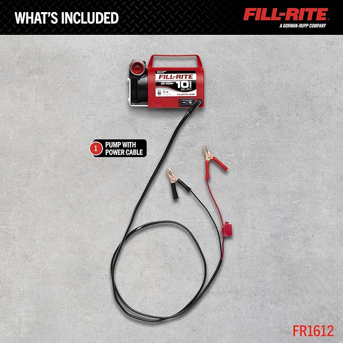 Fill-Rite FR1612 Portable Diesel Transfer Pump (Pump Only w/Power Cable & Battery Clips)