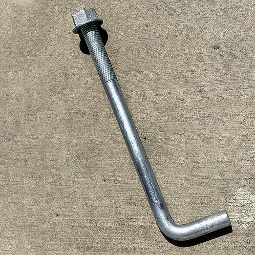 Sandbaggy 1-1/4" x 18" Threaded Concrete Anchor L-Bolts (Nuts & Washers Included) - Hot Dipped Galvanized - Sill Plate, Base Plate, Masonry, Wood, Cement Anchors, J Bolt (1, 1-1/4" x 18")
