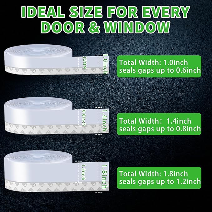 Weather Stripping Door Seal – 100% Silicone, 33ft Strong Adhesive, Flexible Sealing for Gaps & Drafts, Perfect for Energy Efficiency and Weatherproofing