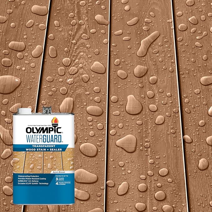 Olympic WaterGuard 1 gal. Acorn Brown Transparent Wood Stain and Sealer