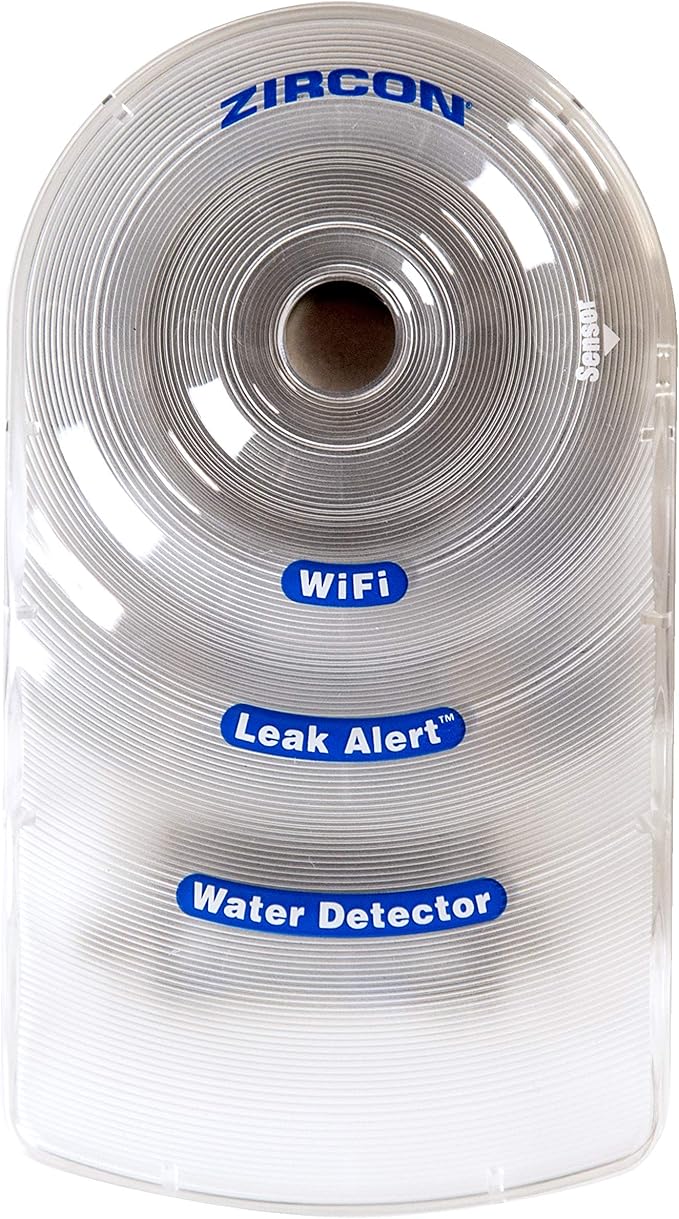 Zircon Leak Alert Wifi - Smart Electronic Water Detector Alarm with Email, Audio & Visual Alerts - Battery Included,White