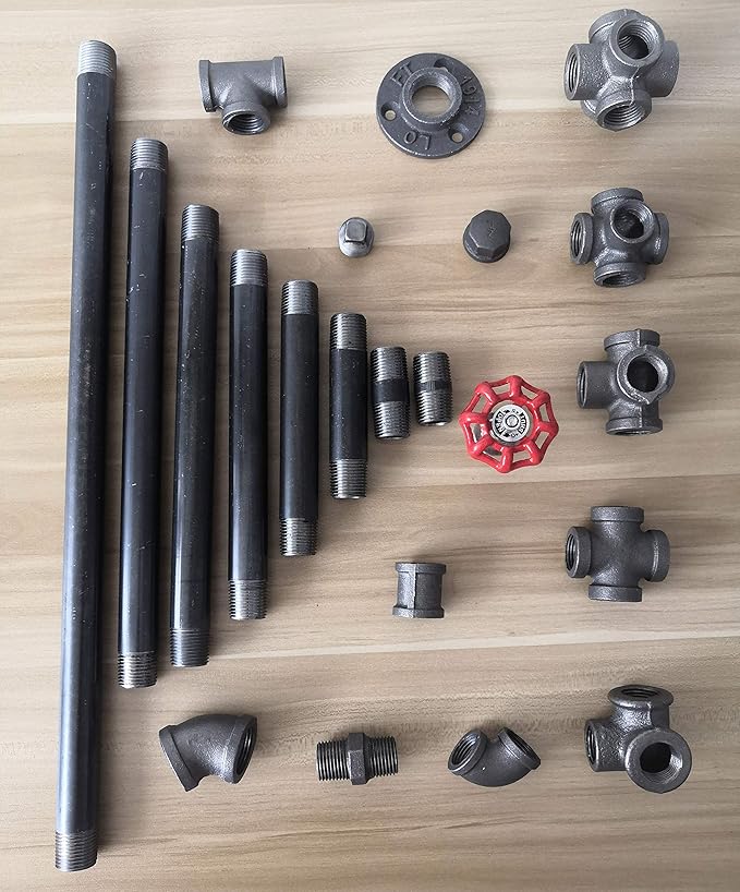 GeilSpace Floor Flange, Malleable Iron Pipe Fittings - Vintage DIY Industrial Shelving, Industrial Decor, Furniture DIY (3/4", Grey)