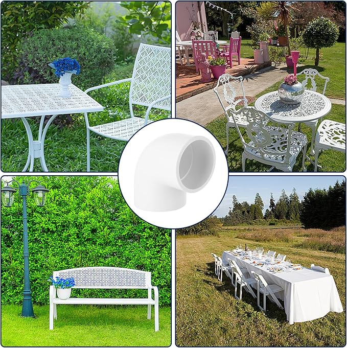 10 PCS 1-1/2" 90 Degree Elbow PVC Pipe Fittings, 2 Way Right Angle PVC Pipe Adapter Fittings, Furniture Build Grade SCH40, 1 1/2 Pipe Fittings Connectors for DIY Shelf Garden Support Structure