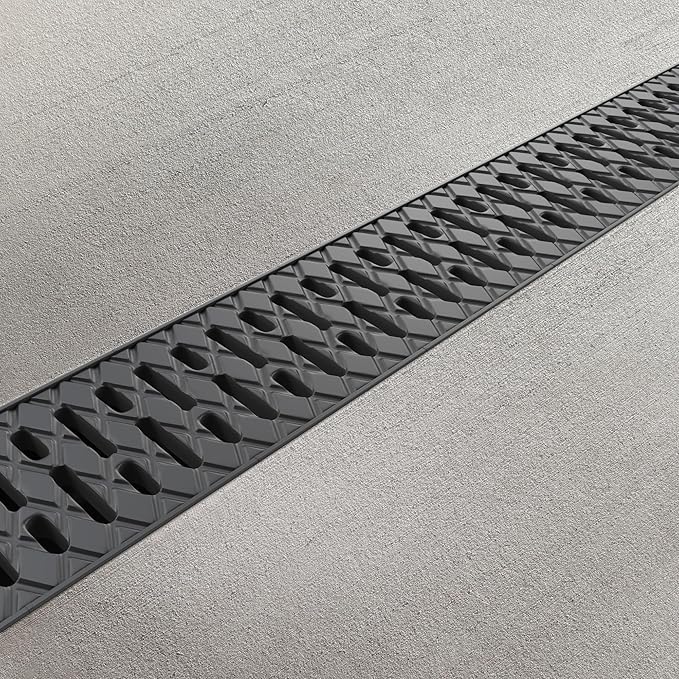Vodaland - 4 Inch Trench Drain System with Grate - Black - Easy 2 (5 Pack)